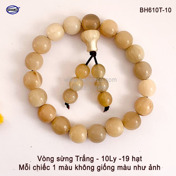 Vòng tay sừng bò Châu Phi Trắng - phong thủy đuôi lục hạt (BH610T) Đây sẽ là thứ mang tài lộc về nhà bạn - Bracelet of HAHANCO