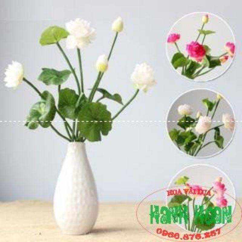 Hoa sen cạn nhỏ dài 43cm - Hoa lụa trang trí