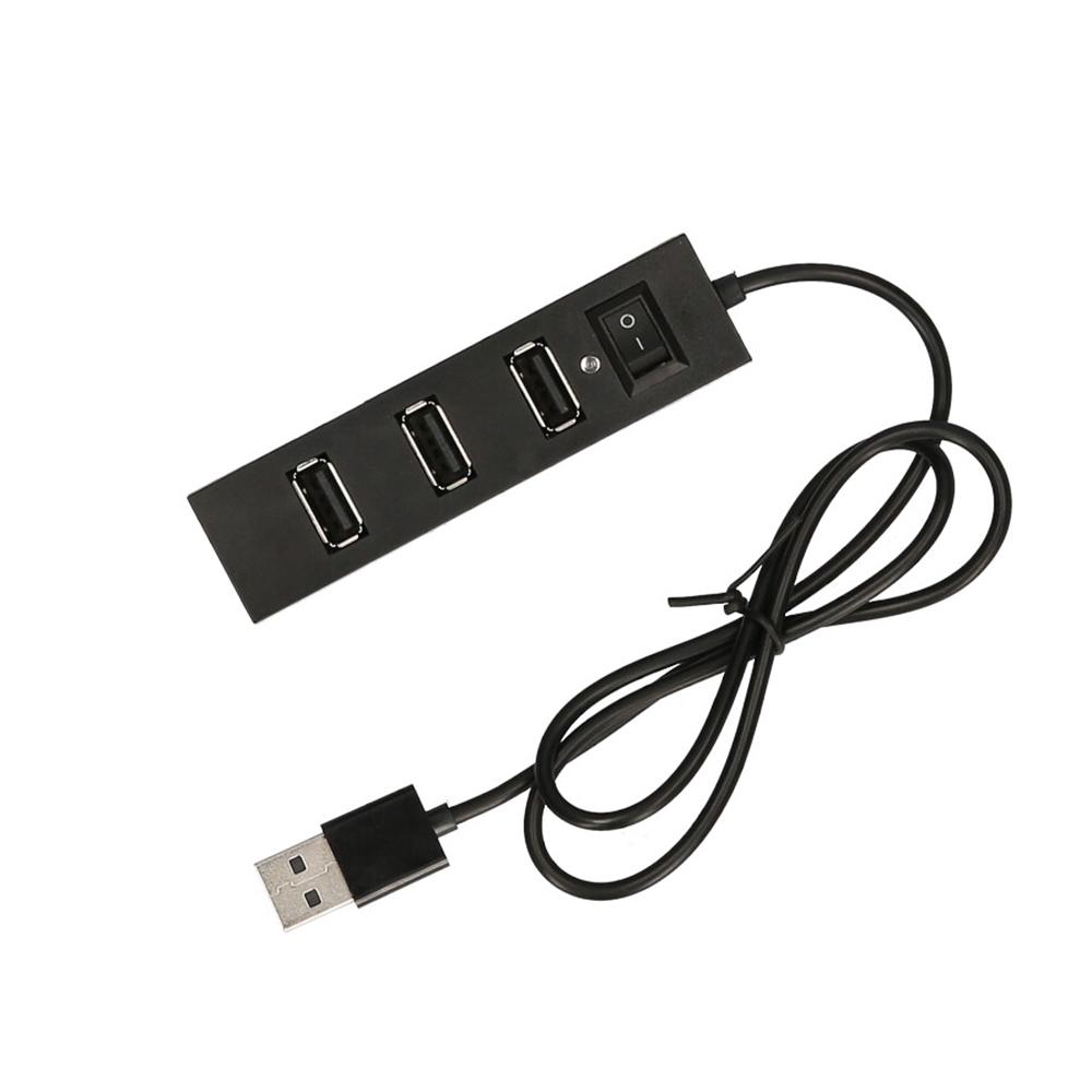 4-port USB2.0 Hub USB2.0 Converter Support USB Fan Mouse Keyboard Mobile Hard Disk U Disk USB Lamp for PC Laptop Black