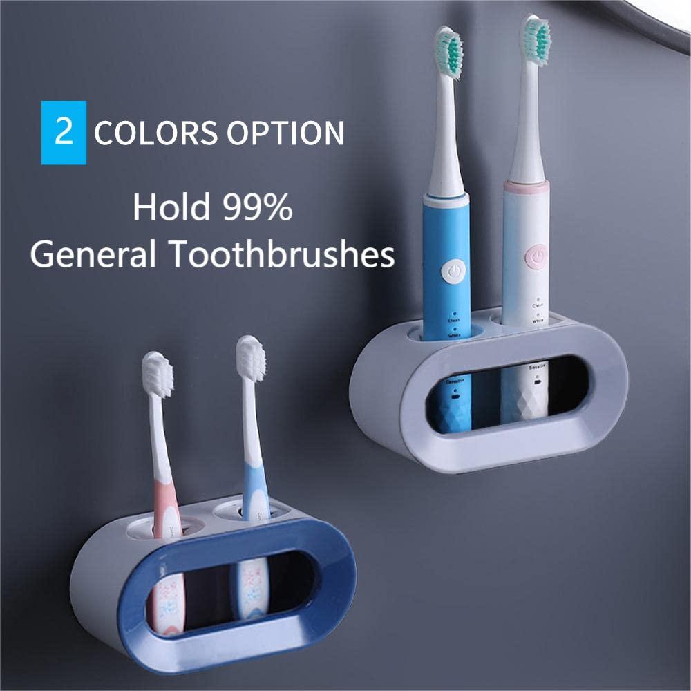 Giá để bàn chải đánh răng điện đa năng 2 mảnh, Giá treo bàn chải đánh răng treo tường, Hộp đựng kem đánh răng dính, cho phòng tắm và nhà bếp