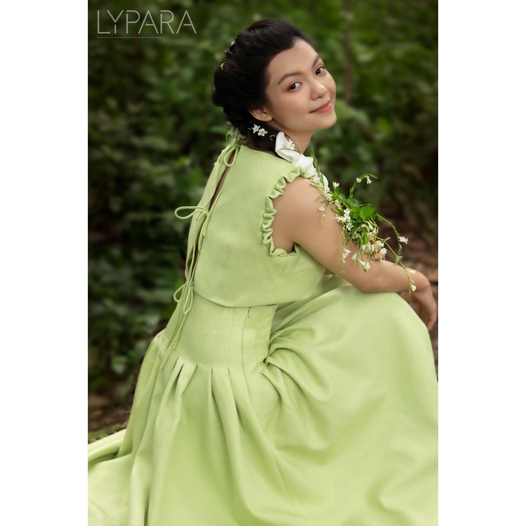 Váy Nữ Xếp Li Áo Croptop Màu Xanh Cốm Lylita Set | By Lypara