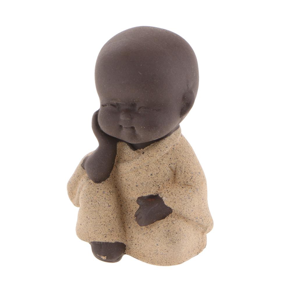 Ceramic Small Buddha Statue Small Monk Figurine Tea Pet Decorative Ornaments