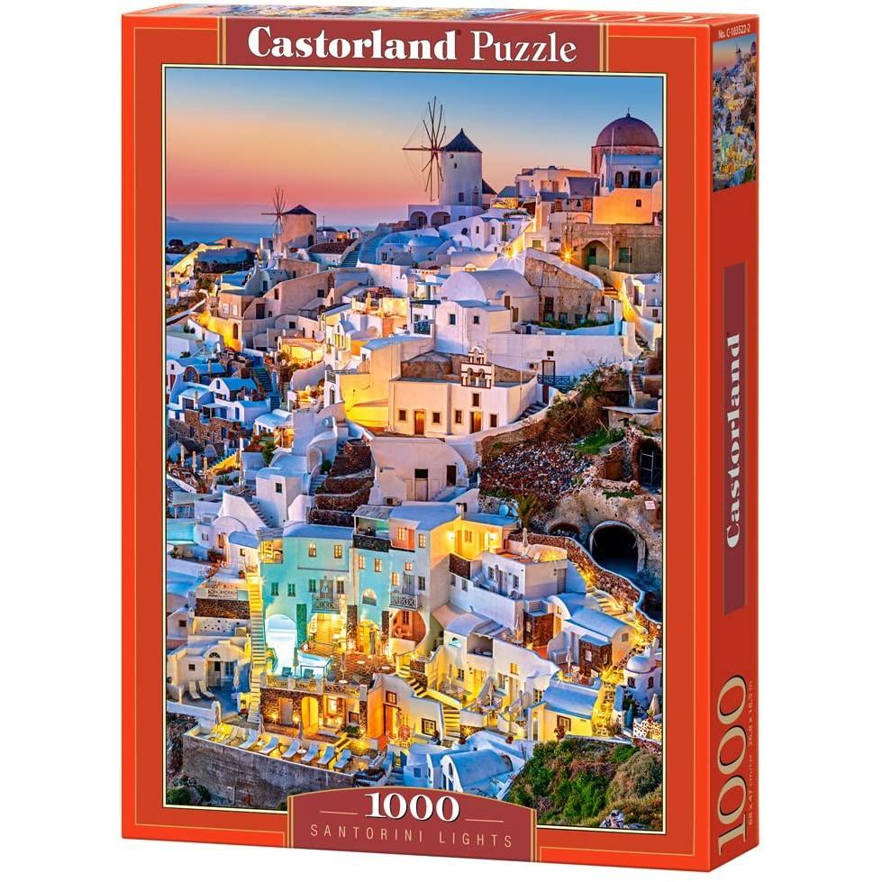 Xếp hình puzzle ánh đèn về đêm ở Santorini 1000 mảnh CASTORLAND C-103522