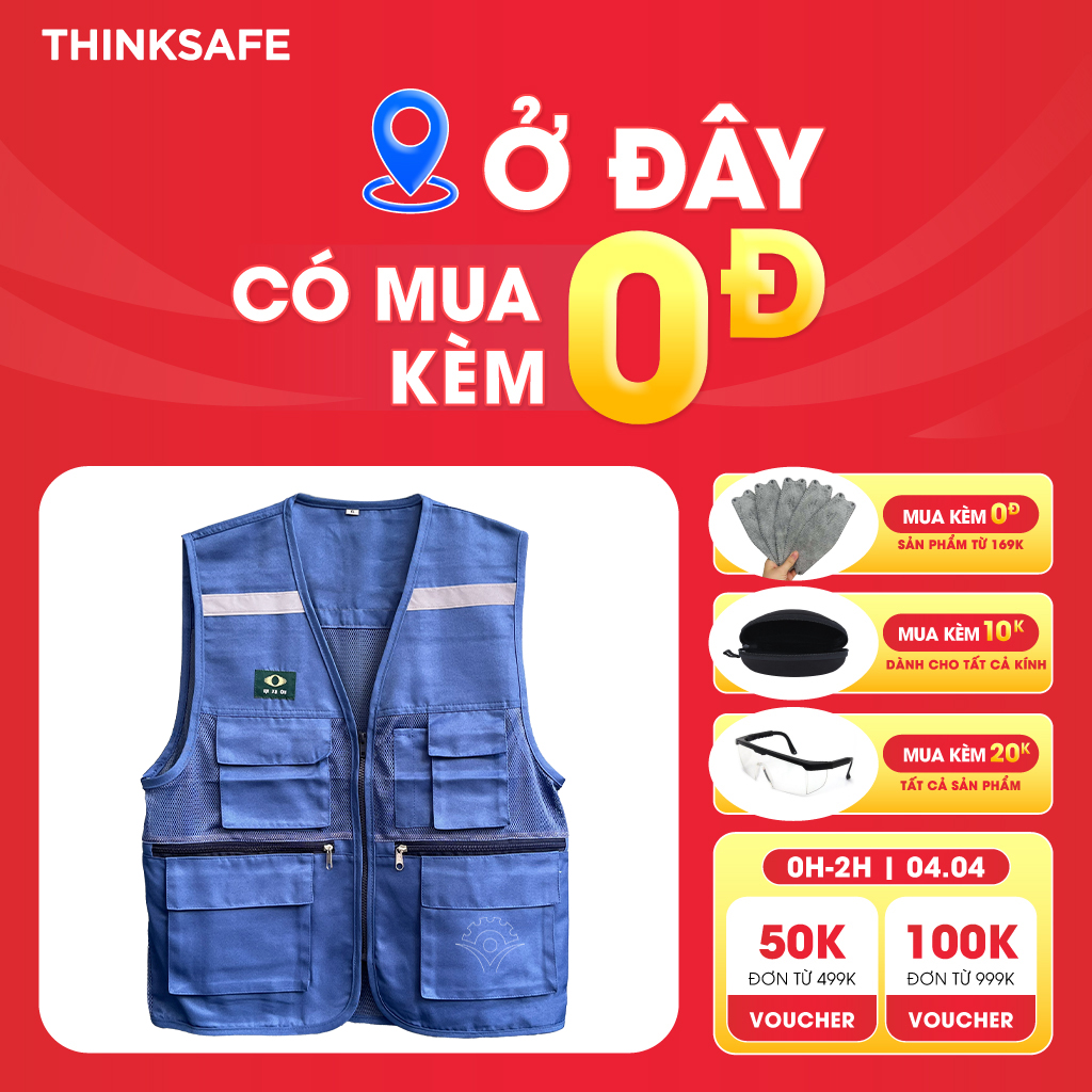Áo gile bảo hộ Thinksafe, áo phản quang giá rẻ, gi lê cho kỹ sư, áo lưới công nhân, vải Pangrim Hàn Quốc cao cấp bền, áo khoác bảo hộ nhận may theo mẫu