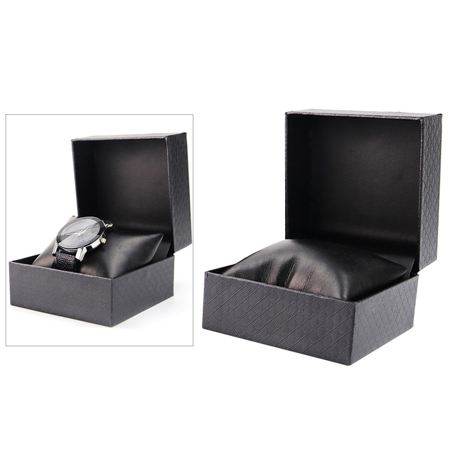 PU Leather Watch Case Display Holder Organizer Black Jewelry Box Gift Sturdy