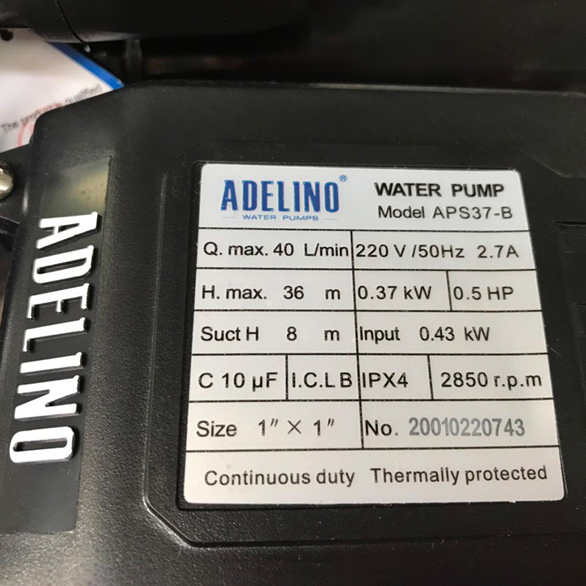 Máy Bơm Tăng Áp Adelino APS37B (0.5HP)