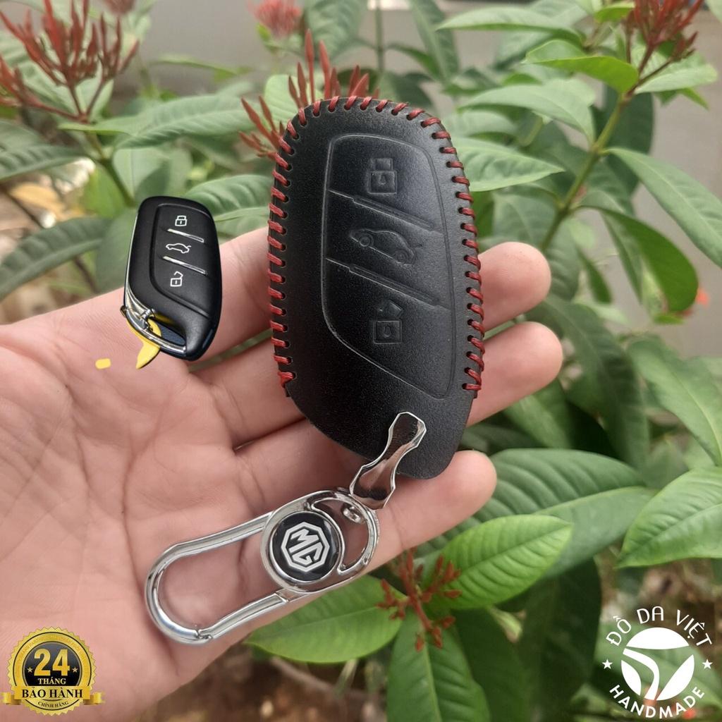 Bao Da Khoá MG ZS. Chìa thông minh 3 nút. Da bò nhập khẩu. Khắc tên và số ĐT chủ xe.
