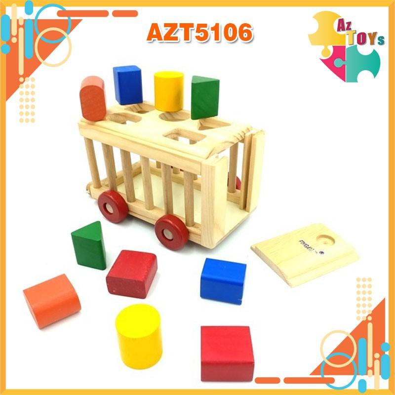 Đồ Chơi Gỗ Xe Thả Hình Khối Cho Bé - AZT5106