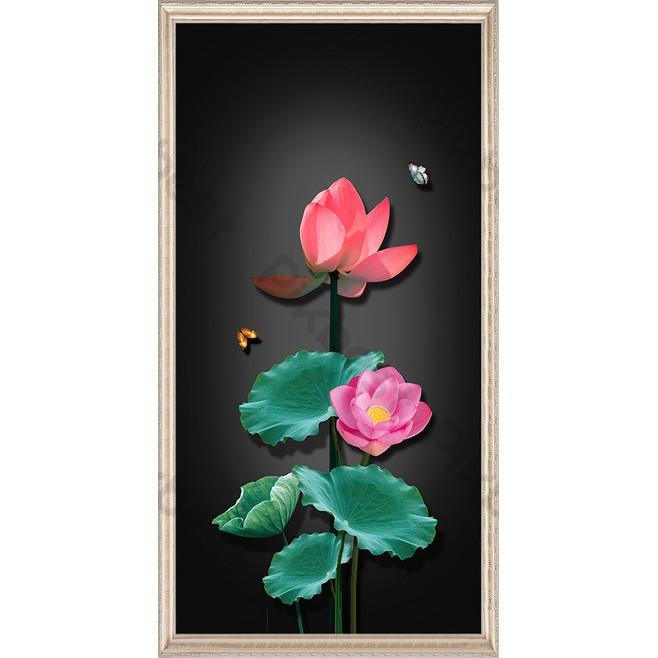 Tranh dán tường Hoa sen nghệ thuật, Tranh 3D dán tường hiện đại , MS 852129