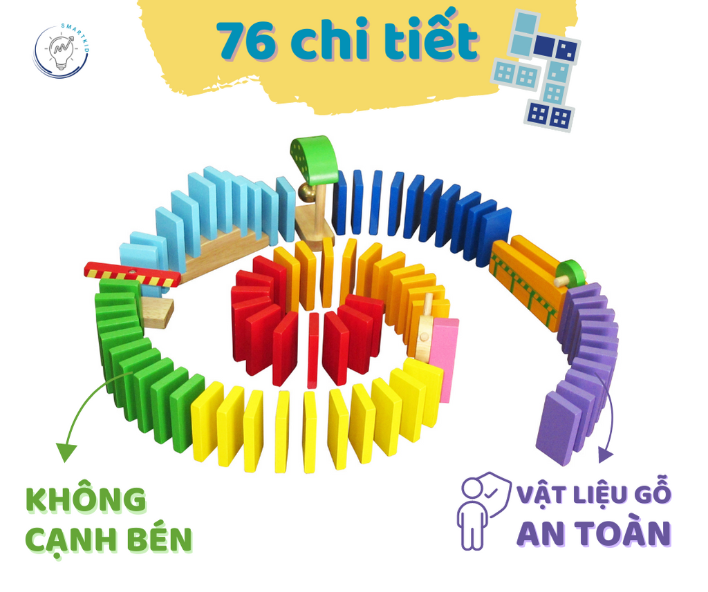 ĐỒ CHƠI GỖ SÁNG TẠO, GIÁO DỤC, THÔNG MINH CHO BÉ 3+ - Trò chơi xếp Domino