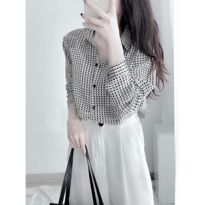 SSHOP XU HƯỚNG - ÁO SƠ MI HOẠ TIẾT CHỮ CHO NỮ