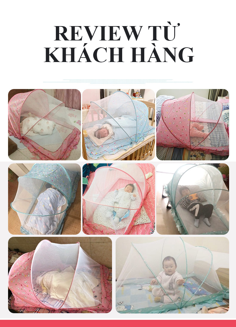 Mùng chụp gấp gọn từ sơ sinh đến 5 tuổi chống muỗi , côn trùng dài 128cm, thích hợp cho việc cất giữ và mang đi ra ngoài