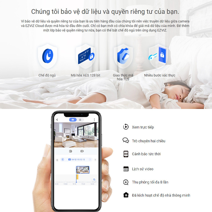 Camera wifi Ezviz mini CS-C1C-B Full HD 1080P Chính hãng chuẩn nén H265 mới , Đàm Thoại 2 Chiều Tích Hợp Chế Độ Nhà Thông Minh - Hàng Chính Hãng