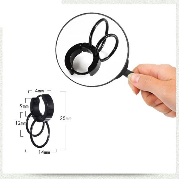 Bông tai nam nữ màu đen có 2 vòng tròn style hàn quốc