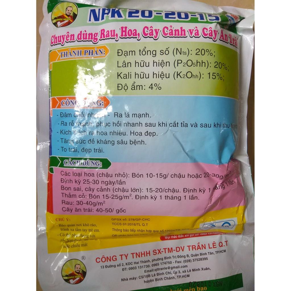 Phân bón NPK 20-20-15 dùng cho hoa, cây cảnh, rau màu, cây ăn trái - gói 1 kg BIOMAX