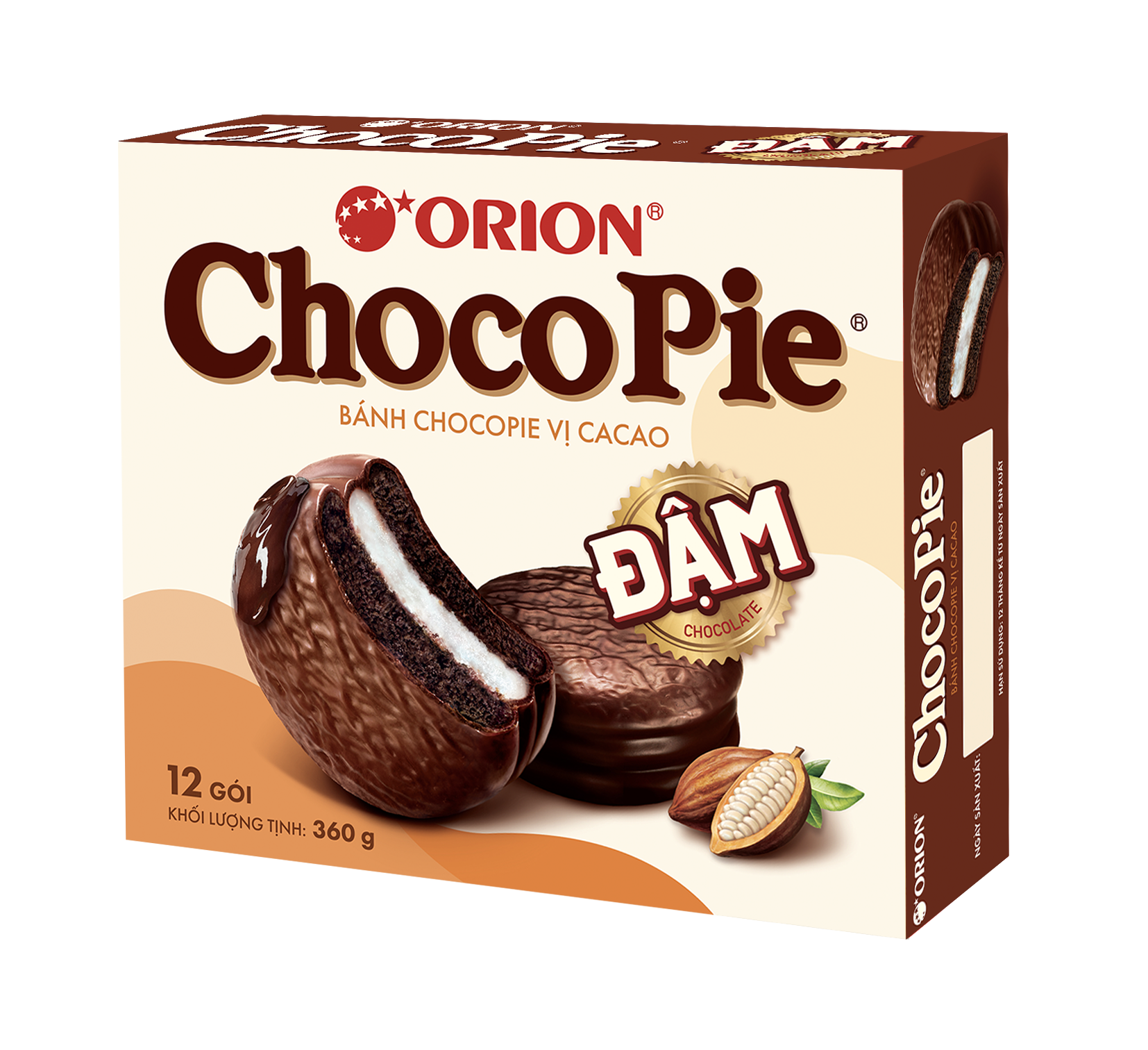 Hộp 12 gói bánh CHOCOPIE ĐẬM vị ca cao (360G)