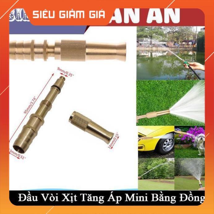 Đầu vòi xịt tăng áp mini Đầu vòi tăng áp đa năng bằng đồng tưới cây rửa xe cực mạnh 206587 tặng đai