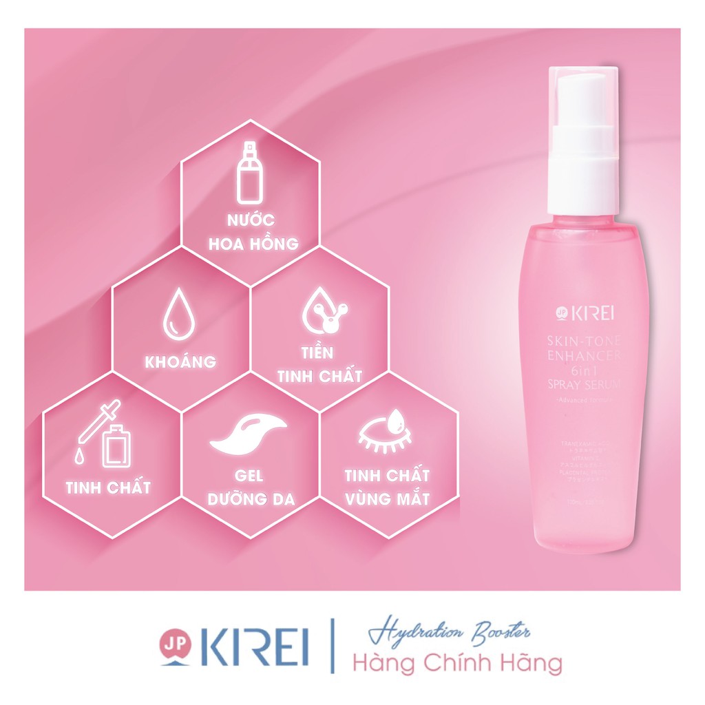 Tinh Chất Dưỡng Trắng Dạng Xịt 6 trong 1 Kirei JP - Skin Tone Enhancer 6in1 Spray Serum 100ml