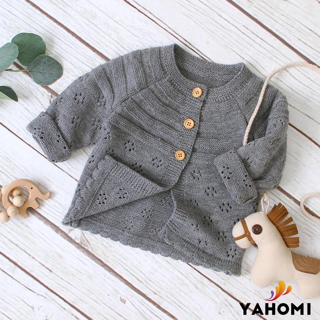 Áo khoác cardigan len cho bé gái, áo khoác mùa đông, chất len mềm mịn cho bé mặc đi học đi chơi size từ sơ sinh đến 18M