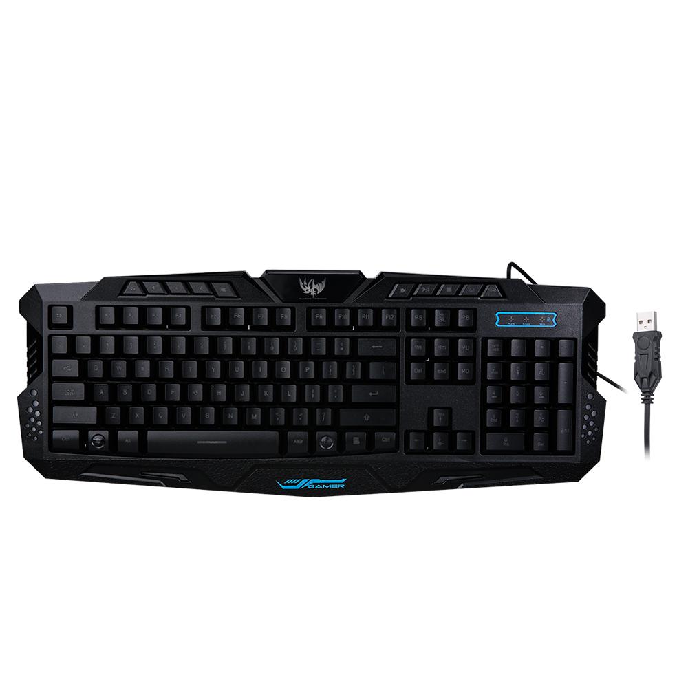 Bàn phím chơi game Ký tự không thấm nước USB có dây 3 cấp độ đèn nền công thái học có thể chuyển đổi LX-K002