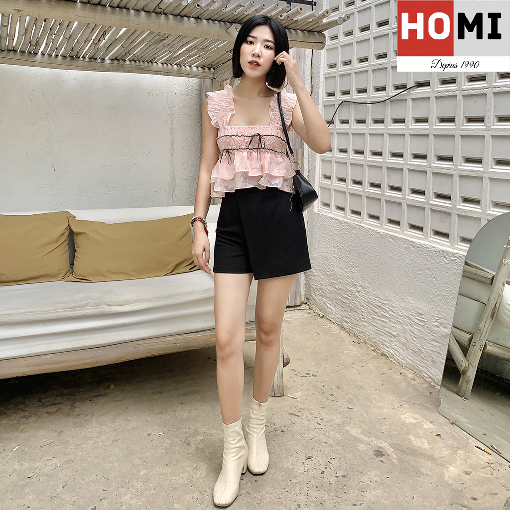 Áo nhúng bèo ngực hoa hồng Homi Fashion