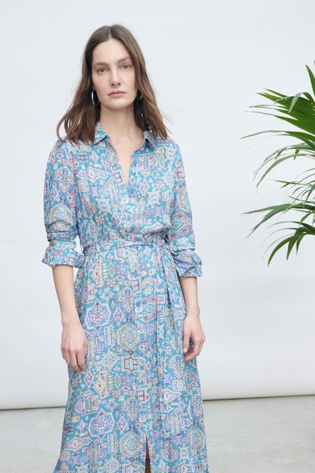 Đầm Maxi Sơ Mi Tay Dài Cotton Luna Llena LN167QT37-BU