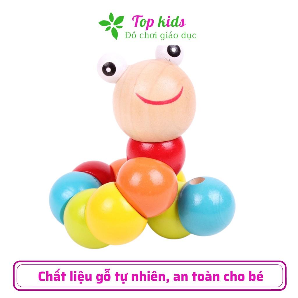 Đồ chơi gỗ thông minh cho bé trai bé gái montessori từ 1 2 3 tuổi đồ chơi con sâu uốn dẻo giúp bé biết màu sắc