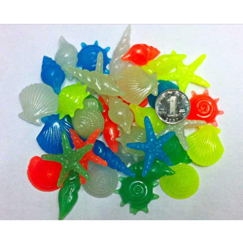 Set 10 vỏ sò/ vỏ ốc nhựa dạ quang trang trí hồ cá