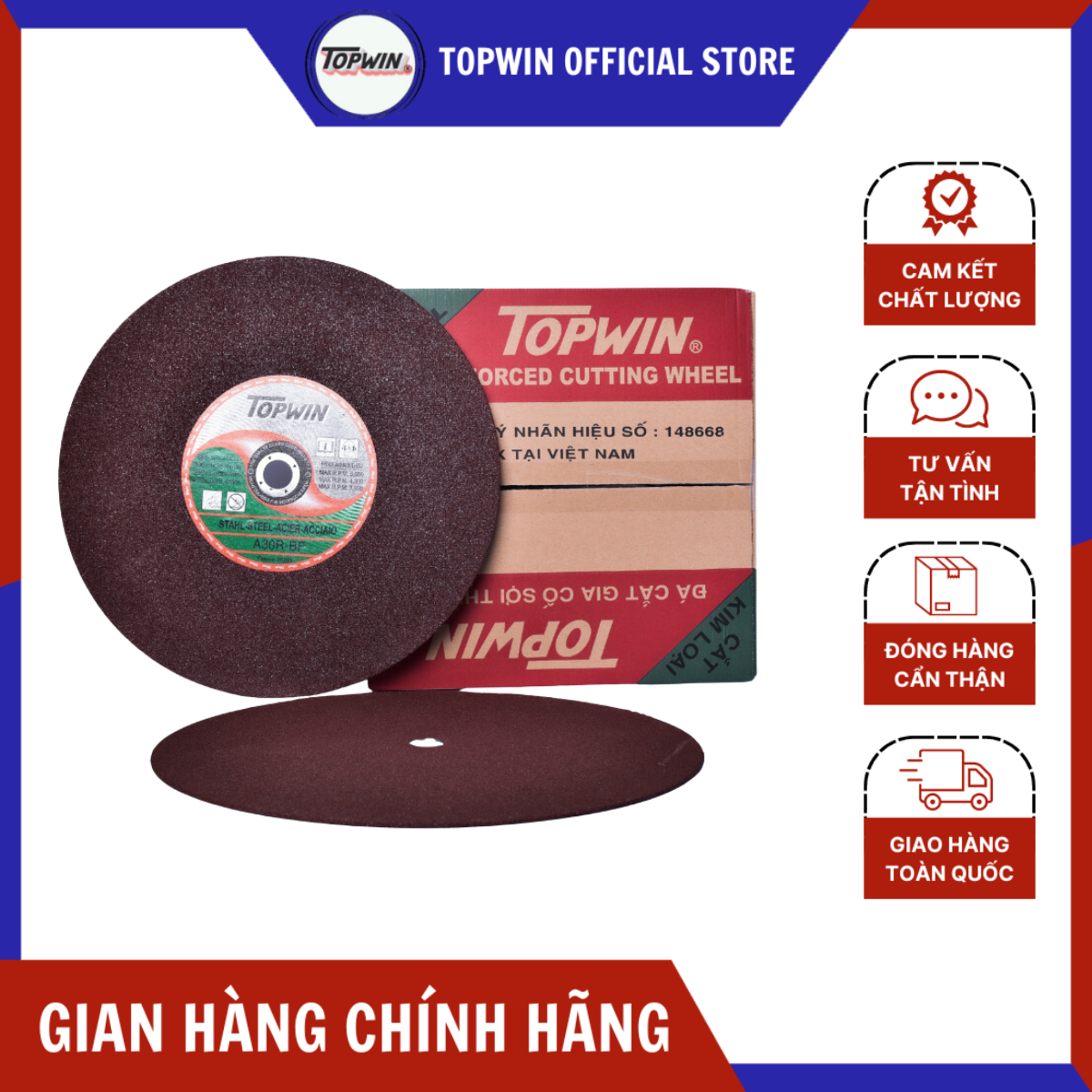 (10 Viên) Đá Cắt Sắt TOPWIN 400x3x25.4mm Có Độ Sắc Cao Và Bền, Cắt Không Bụi, Ít Hao Mòn | TOPWIN Official Store