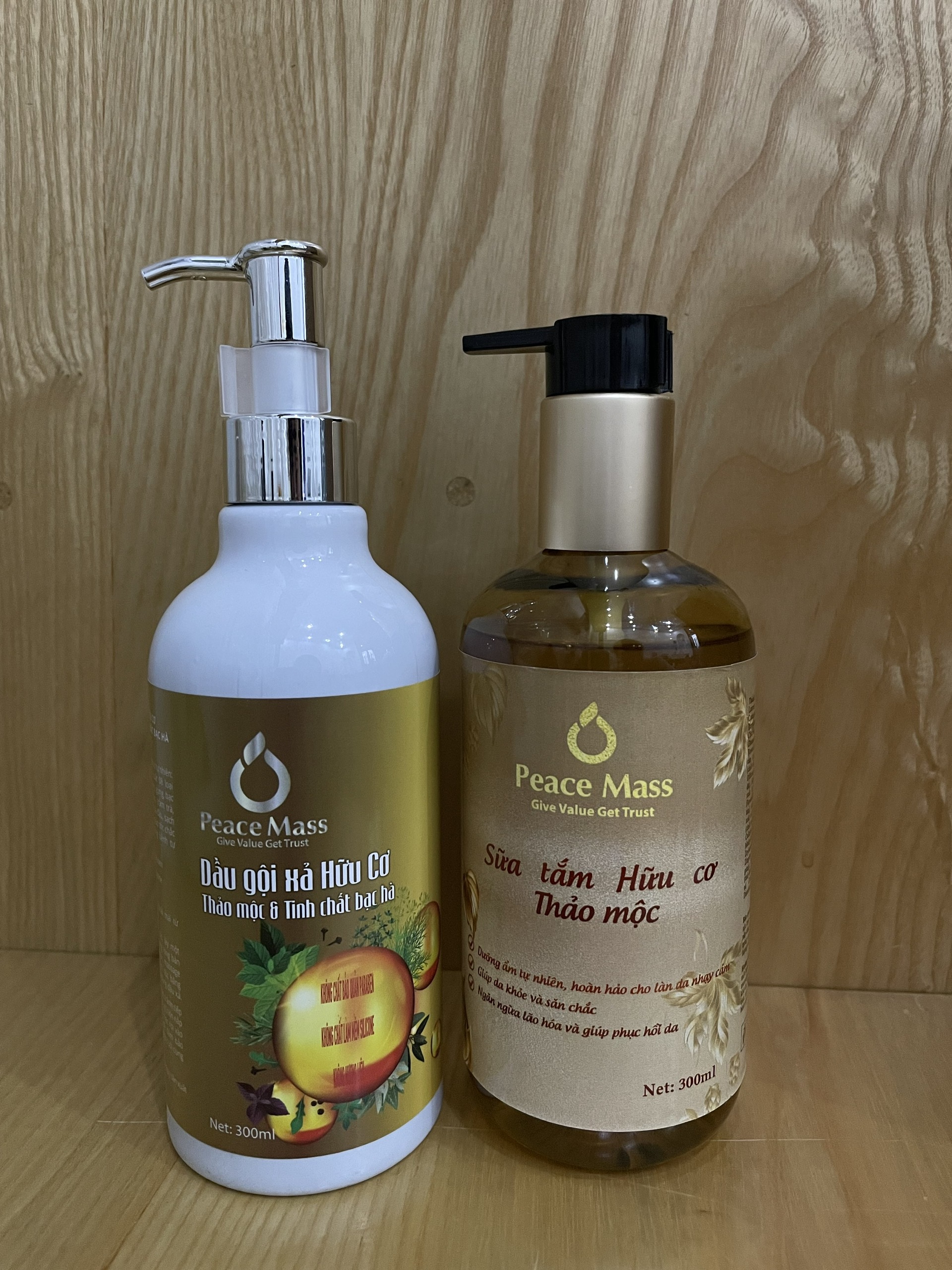 Combo Sản Phẩm  Gốc Thực Vật DGXC2 Peace Mass - Dầu Gội Xả + Sữa Tắm Thảo Mộc 300ml  (Thuộc nhóm Sản phẩm Lành tính / Hữu cơ)