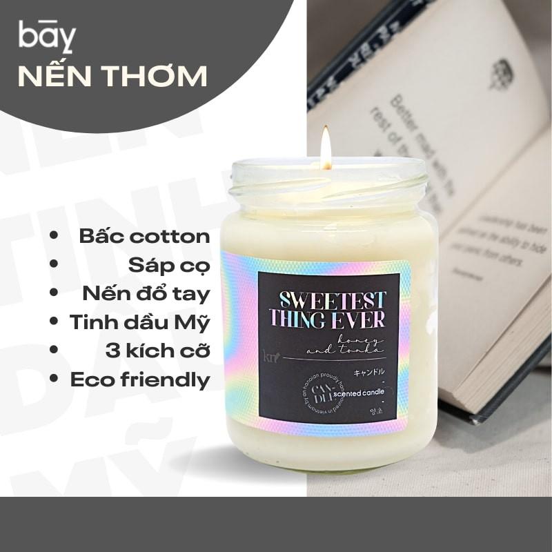 Nến thơm phòng Sweetest Thing Ever ️️tinh dầu nhập khẩu Mỹ, an toàn tuyệt đối, thư giãn, sáp cọ mềm tự nhiên