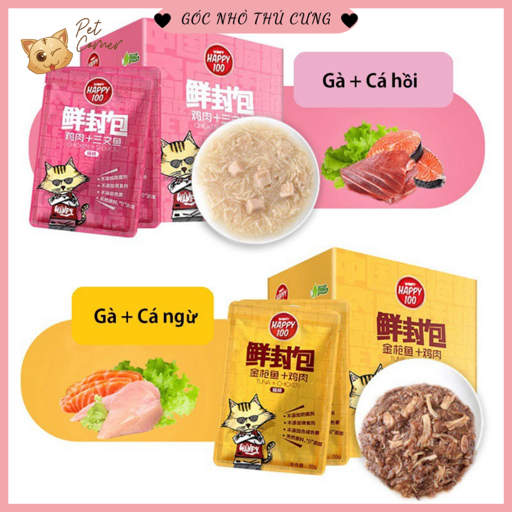 Pate Wanpy Happy 100 cho mèo - Thức ăn ướt cho mèo thơm ngon bổ dưỡng