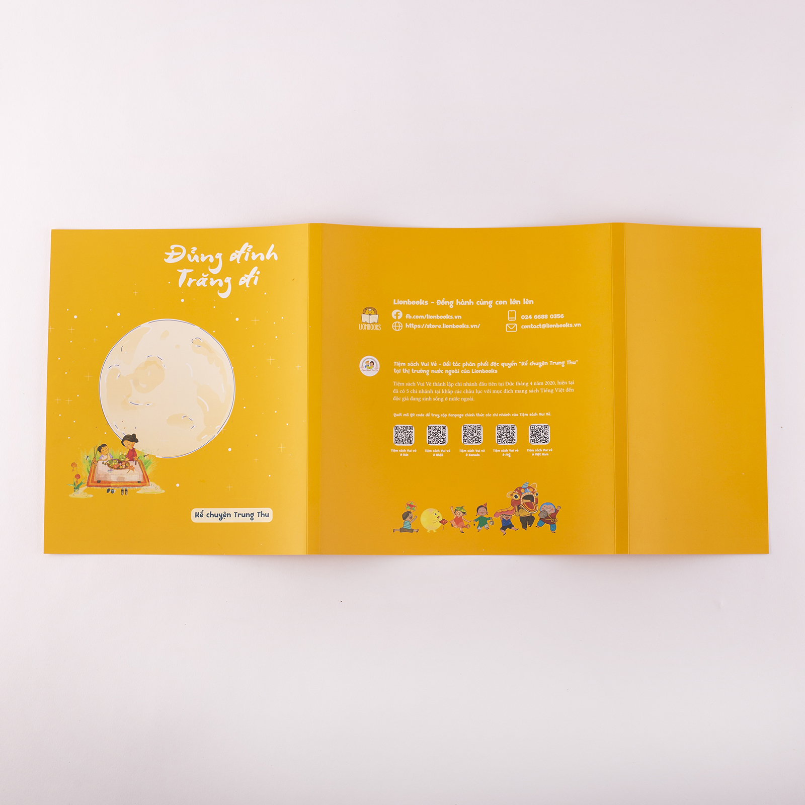 Set sách trung thu Đủng Đỉnh Trăng Đi sách thơ kết hợp âm nhạc kèm sticker, bookmark cho bé 0-3 4-6 tuổi
