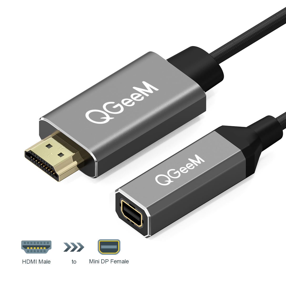 Cáp chuyển đổi HDMI 4K x 2K male sang Mini DisplayPort female QGeeM-Hàng Chính Hãng