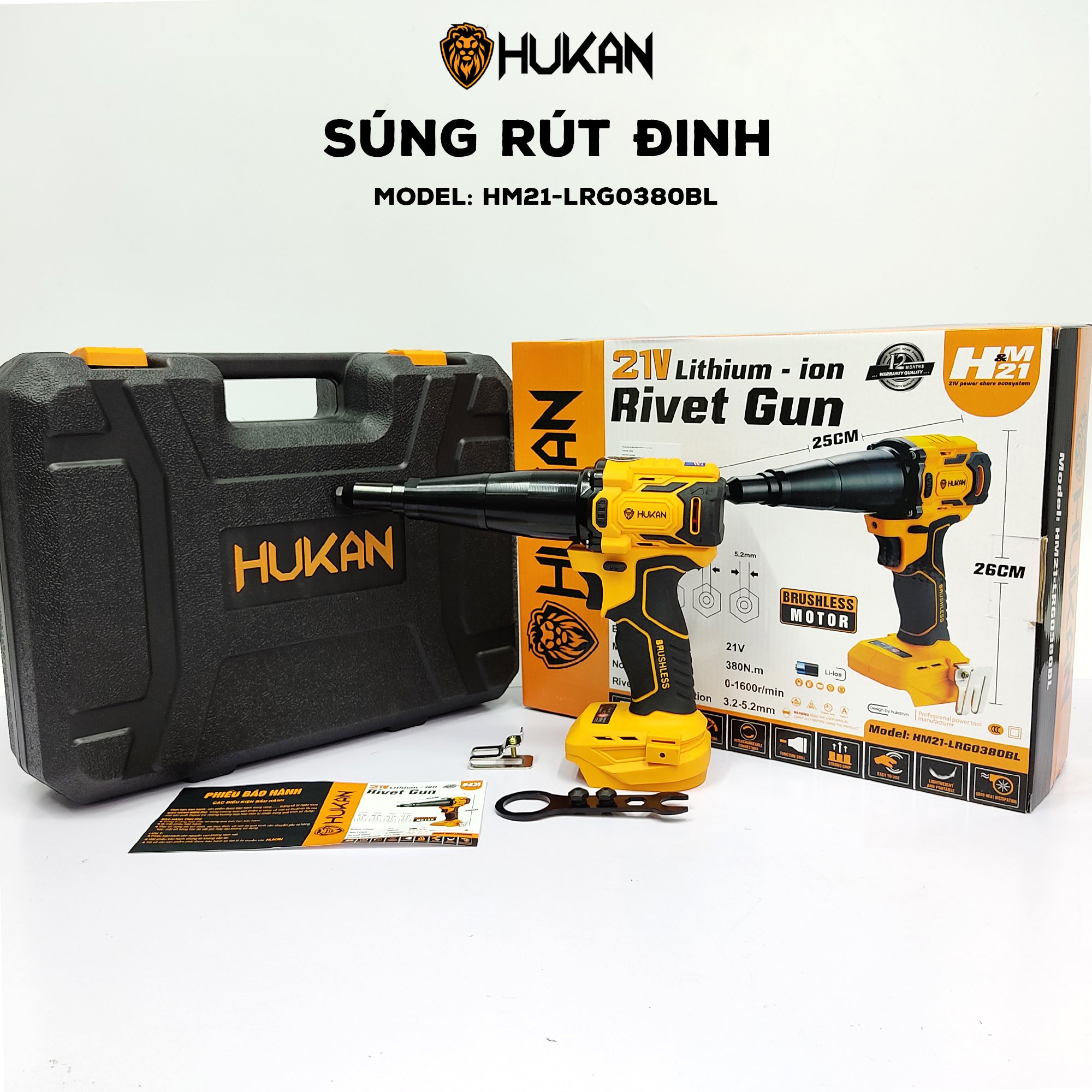 Thân máy rút đinh dùng pin Hukan HM21-LRG0380BL – TYMMAYPIN