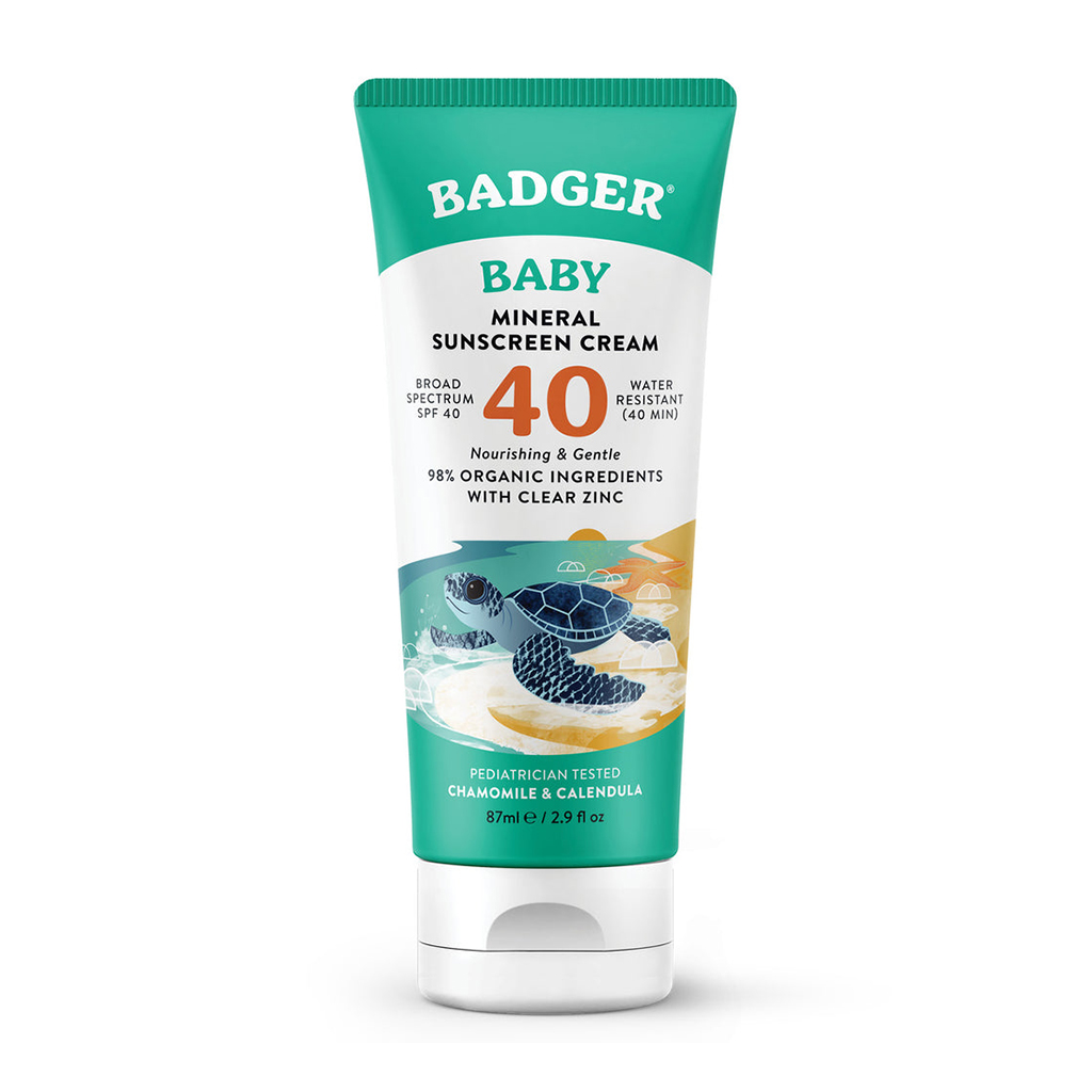 Kem Chống Nắng Vật Lý Cho Em Bé Badger SPF 40 Baby - Phổ rộng broad-spectrum, an toàn cho san hô, 98% thành phần hữu cơ - 87mL