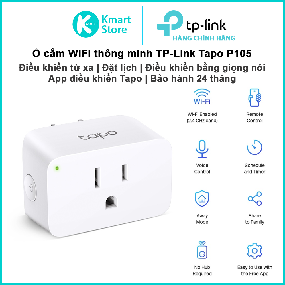Ổ cắm Wi-Fi Thông Minh Nhỏ Gọn TP-Link Tapo P100 | Điều khiển từ xa , đặt lịch tắt mở thiết bị | Bảo hành 1 năm | Hàng Chính Hãng