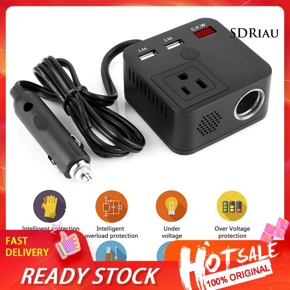 Bộ Chuyển Đổi Nguồn Điện Usb Qc3.0 150w 12v Sang Ac220V Cho Xe Hơi