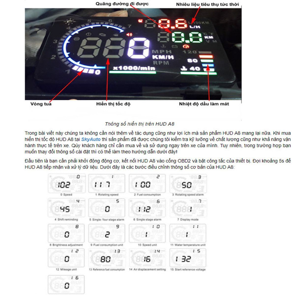 HUD M8 Thiết Bị Hiển Thị Cảnh Báo Tốc Độ Trên Kính Lái An Toàn Ô Tô, Xe Hơi Cao Cấp
