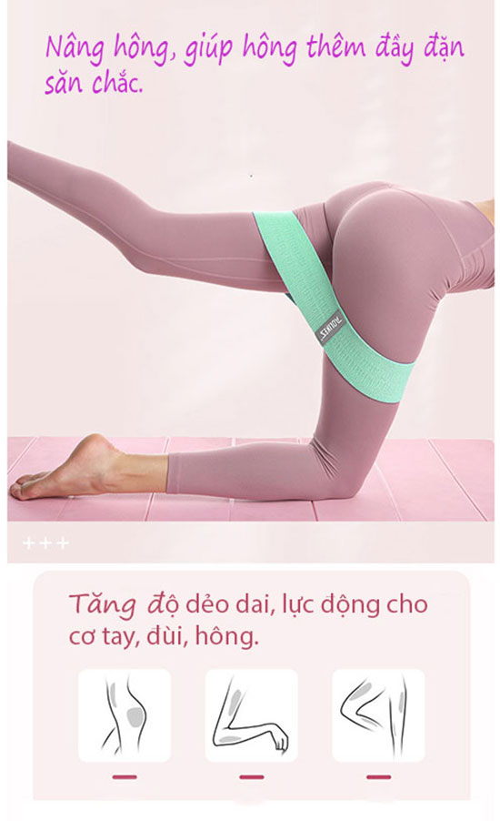 Dây Kháng Lực Đàn Hồi Tập Mông Miniband Cao Cấp, Dây Đàn Hồi Tập Yoga Gym Sợi Vải Mềm Siêu Bền Chống Tuột SG120