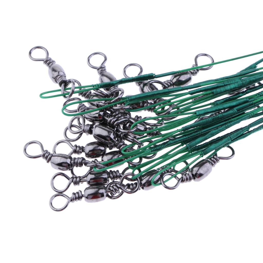 20Pcs/lot Tooth Proof Fishing Wire Leader with Swivels & Snaps