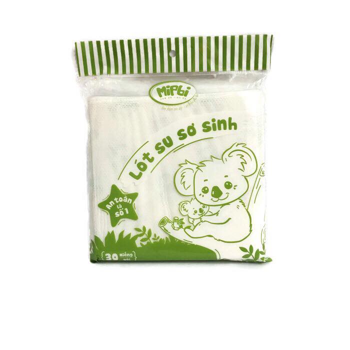 Tấm lót sơ sinh cao cấp Mipbi cho bé (30 tờ/Gói, kích thước 22x22cm)