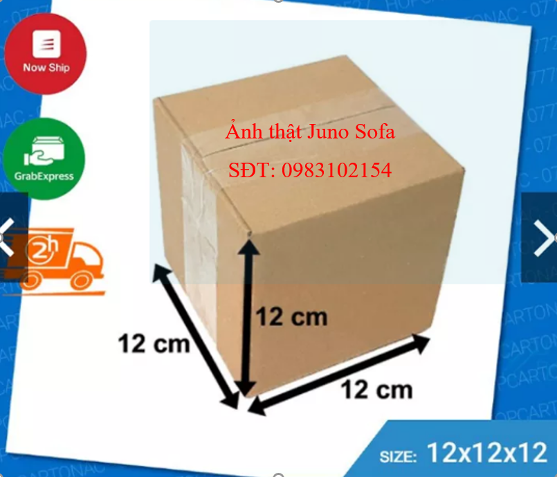 Combo 50 hộp carton Juno Sofa KT 12x12x12 thùng giấy cod gói hàng, hộp bìa carton đóng hàng giá rẻ