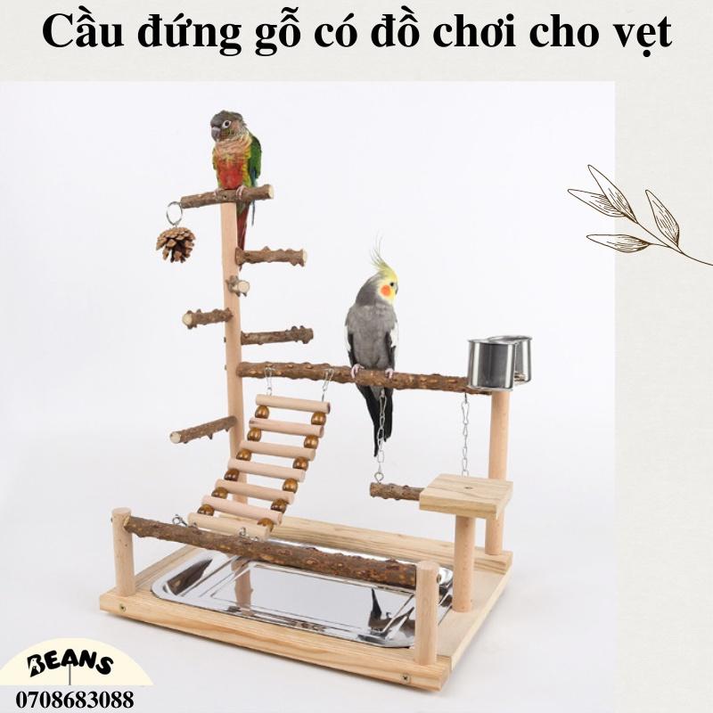 Cầu đứng gỗ dành cho chim, vẹt size nhỏ, size trung như lovebird, yến phụng, cock, sun, xích, ngực hồng,...