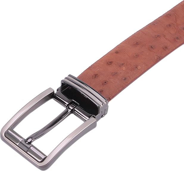 Thắt Lưng Nam Da Đà Điểu Bản Lớn Da Hột Đầu Kim Huy Hoàng HT4441 - Nâu Đỏ