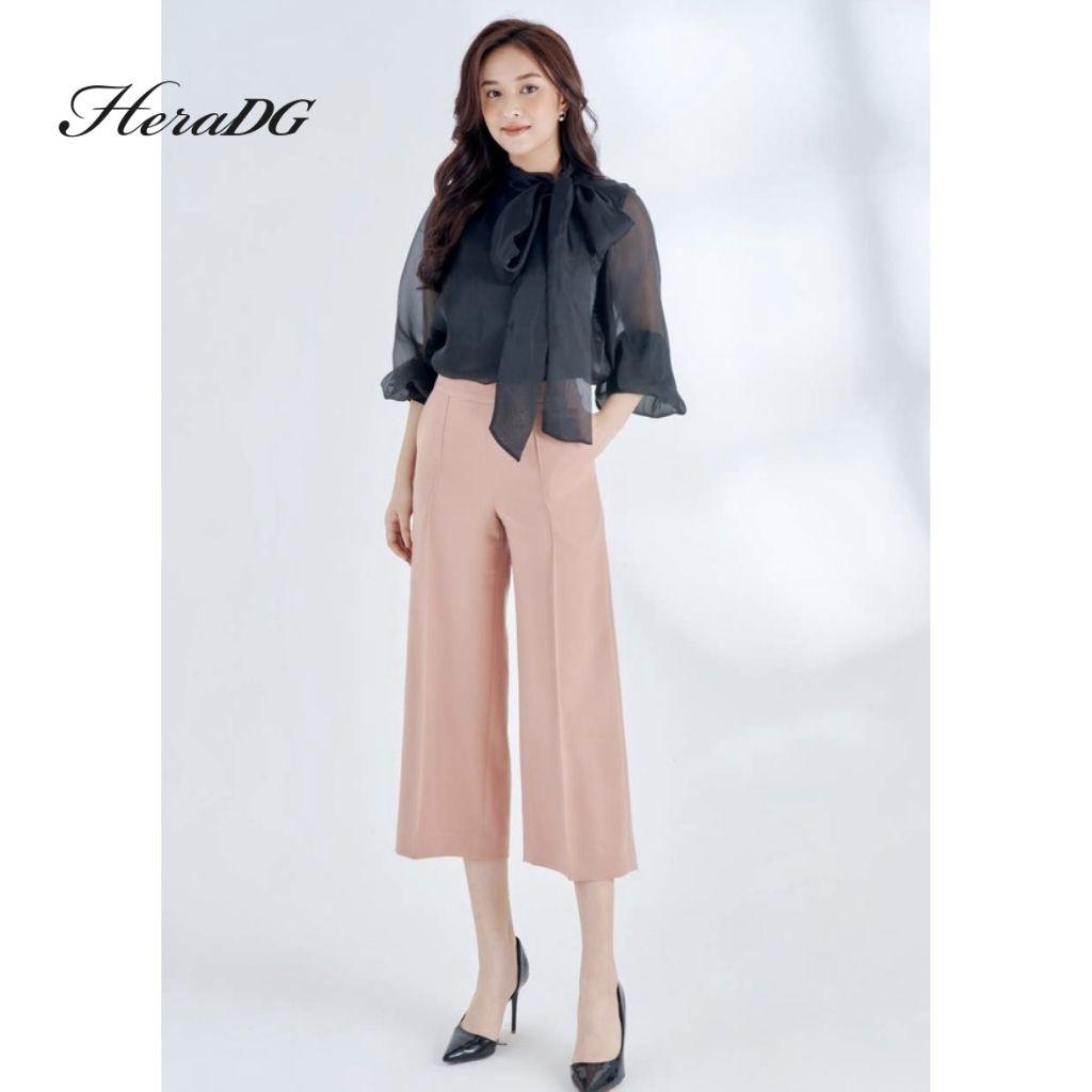 Quần Tây Công Sở Nữ HeraDG Thiết Kế Lưng Cao Ống Rộng Dáng Suông Lửng, Chất Liệu Cao Cấp SQDBA006-S