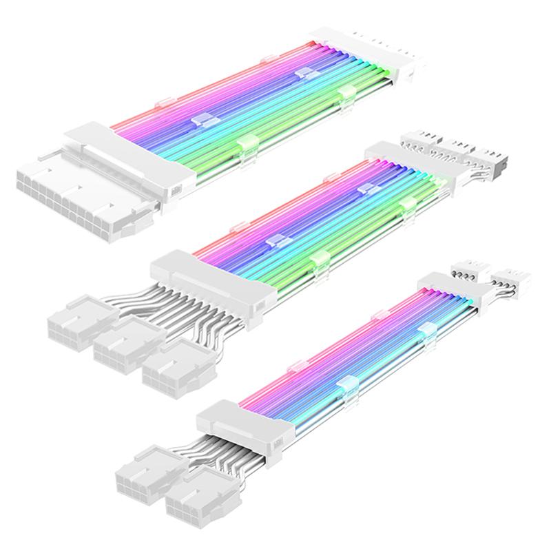 Jumpeak Máy Tính 18AWG ARGB Đồng Bộ Nguồn PSU Nối Dài Bộ ATX 24PIN VGA GPU PCI-E 8PIN 6Pin RGB PC Module Cáp