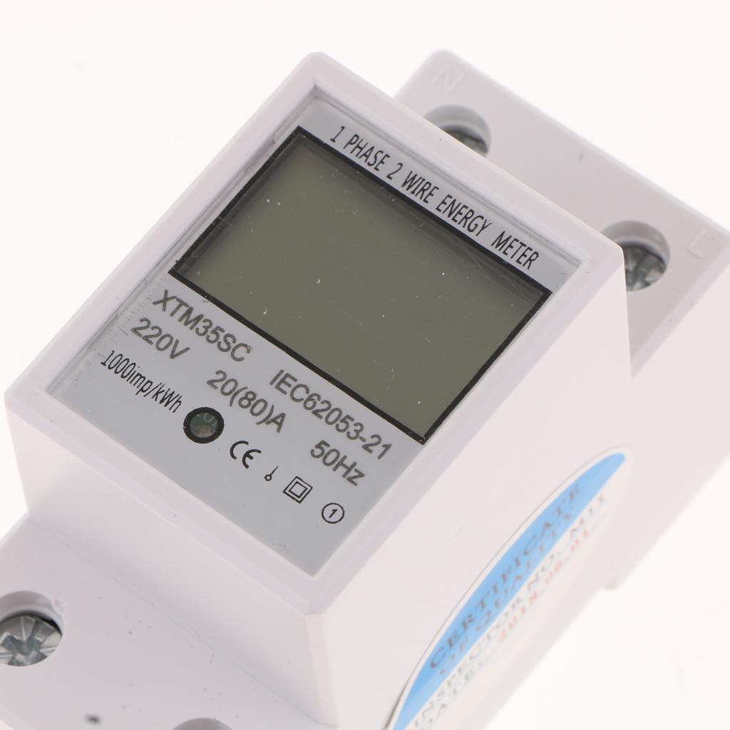 20 V Din-Đường Sắt Màn Hình Kỹ Thuật Số LCD Điện KWh Đồng Hồ Năng Lượng, 1 Pha, 220V