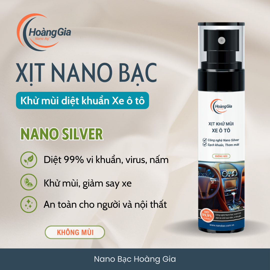 Xịt Thơm Khử Mùi Khử Khuẩn Ô Tô Nano Bạc Hoàng Gia Bảo Vệ Sức Khỏe Giảm Say Xe - 100ml