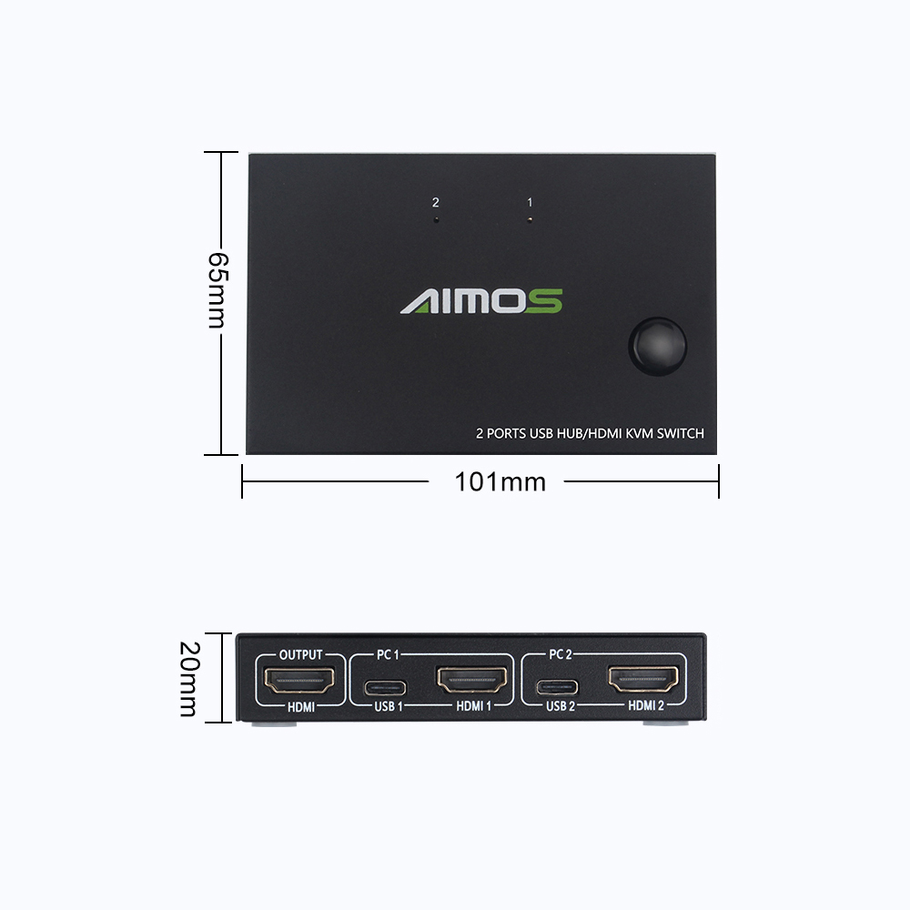 Bộ chuyển mạch bàn phím&chuột USB AIMOS AM-KVM201CC HDMI KVM 2 cổng Hỗ trợ 4K * 2K @ 30Hz
